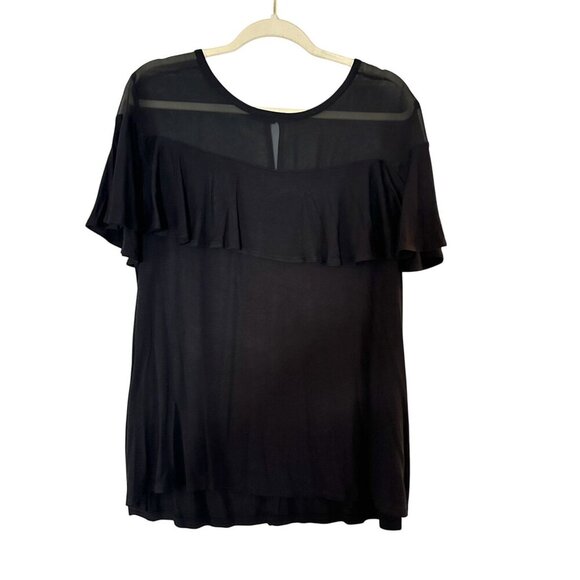 Lane Bryant Womens Top Size 18 20 Short Sleeve Black Ruffle Accent Never Worn - Picture 2 of 4